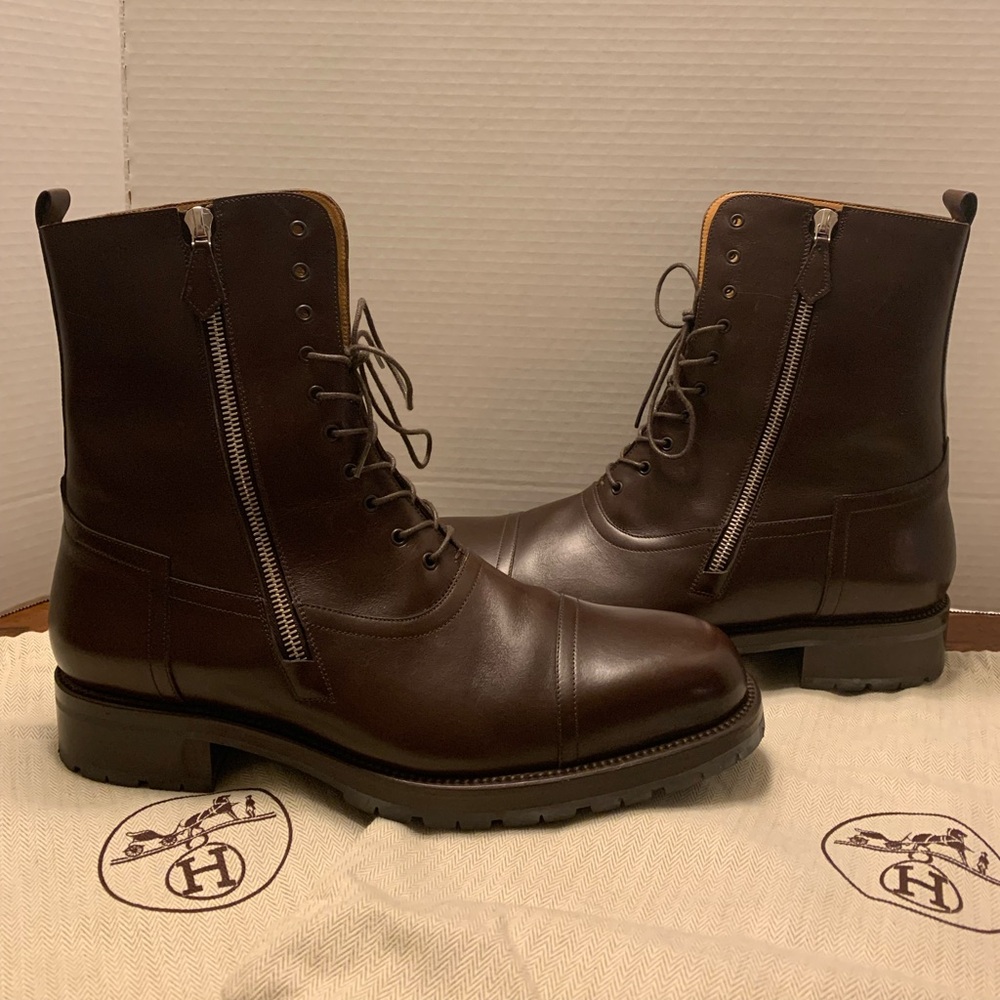 Hermès Barénia Ankle Boots in rich Cocoa Brown in almost new condition